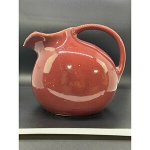 McCoy American Pottery HARLEQUIN Maroon Burgundy Tilt Ball Pitcher Jug w Ice Lip